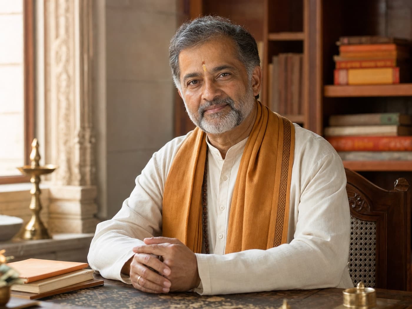 Acharya Dev Sharma in a private online consultation